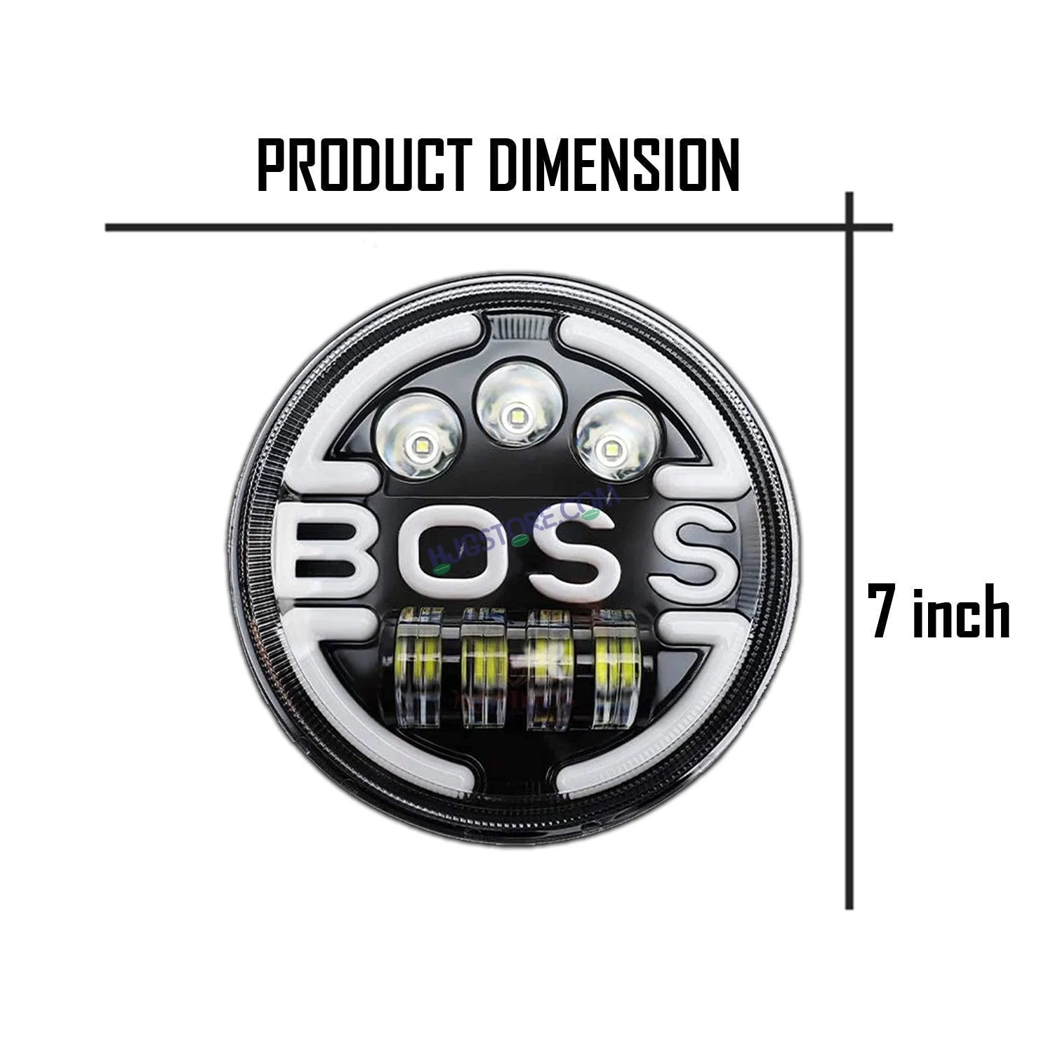 HJG 7 Inch Round Headlight Compatible with Royal Enfield, Jeep & Harley Davidson (Harley Boss Headlight) - Image 7